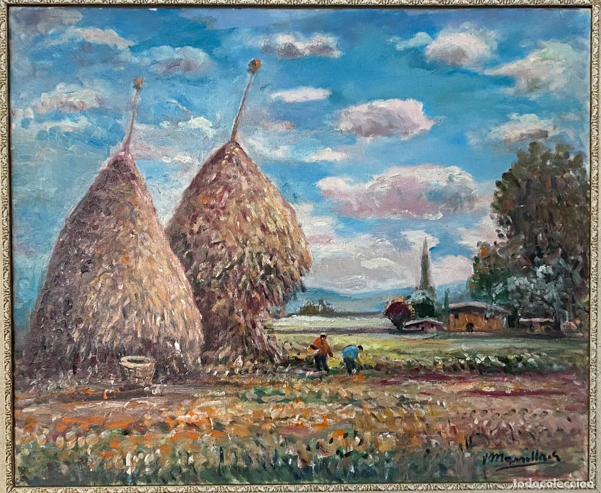 Arte: JOAQUIM MARSILLACH I CODONY (1905-1986). PAISAJE CON PAJAR. &Oacute;leo sobre lienzo.