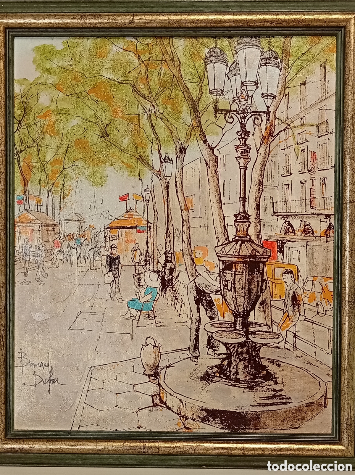 Arte: .CUADRO DE BERNARD DUFOUR RAMBLA DE BARCELONA - Foto 2