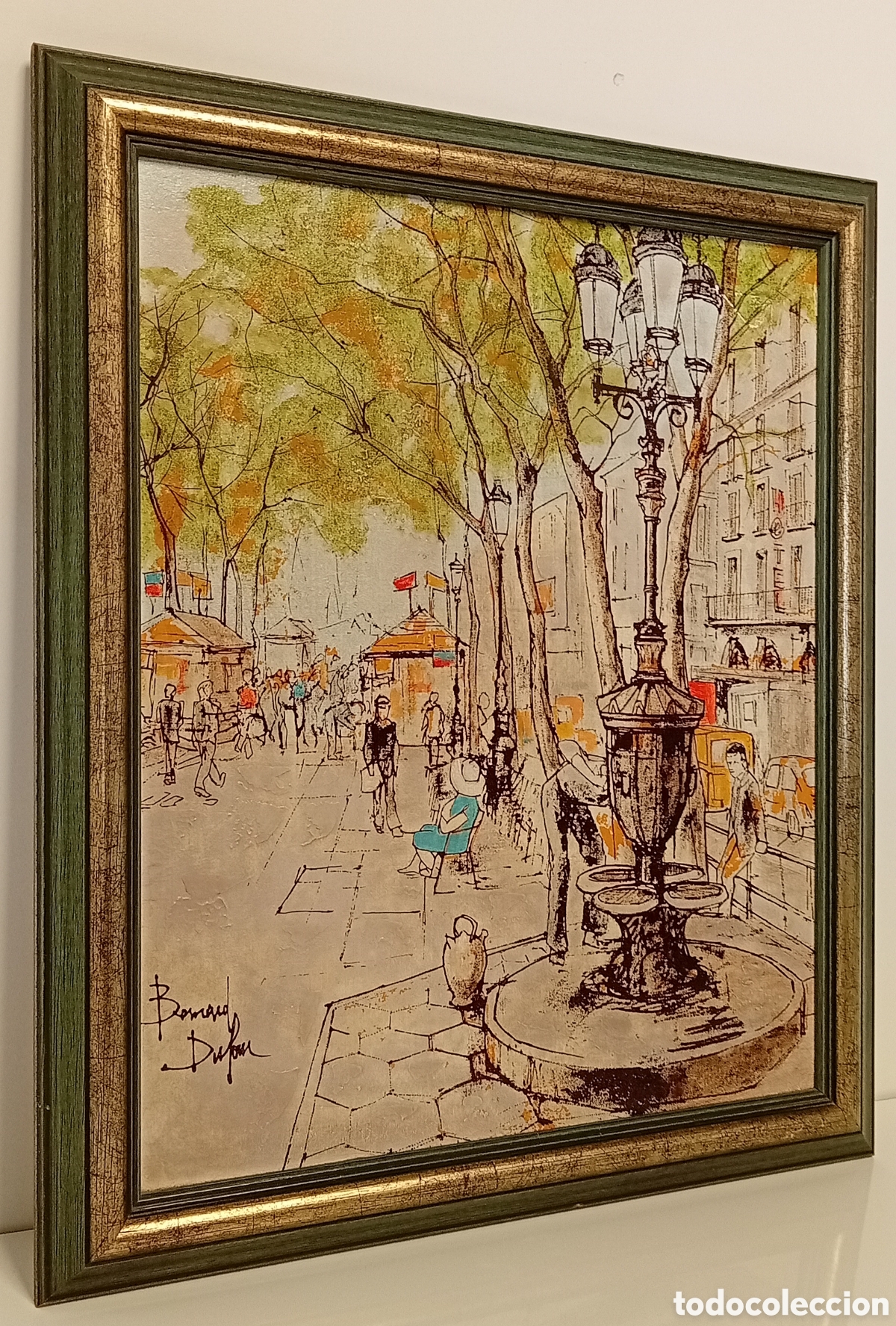 Arte: .CUADRO DE BERNARD DUFOUR RAMBLA DE BARCELONA - Foto 3