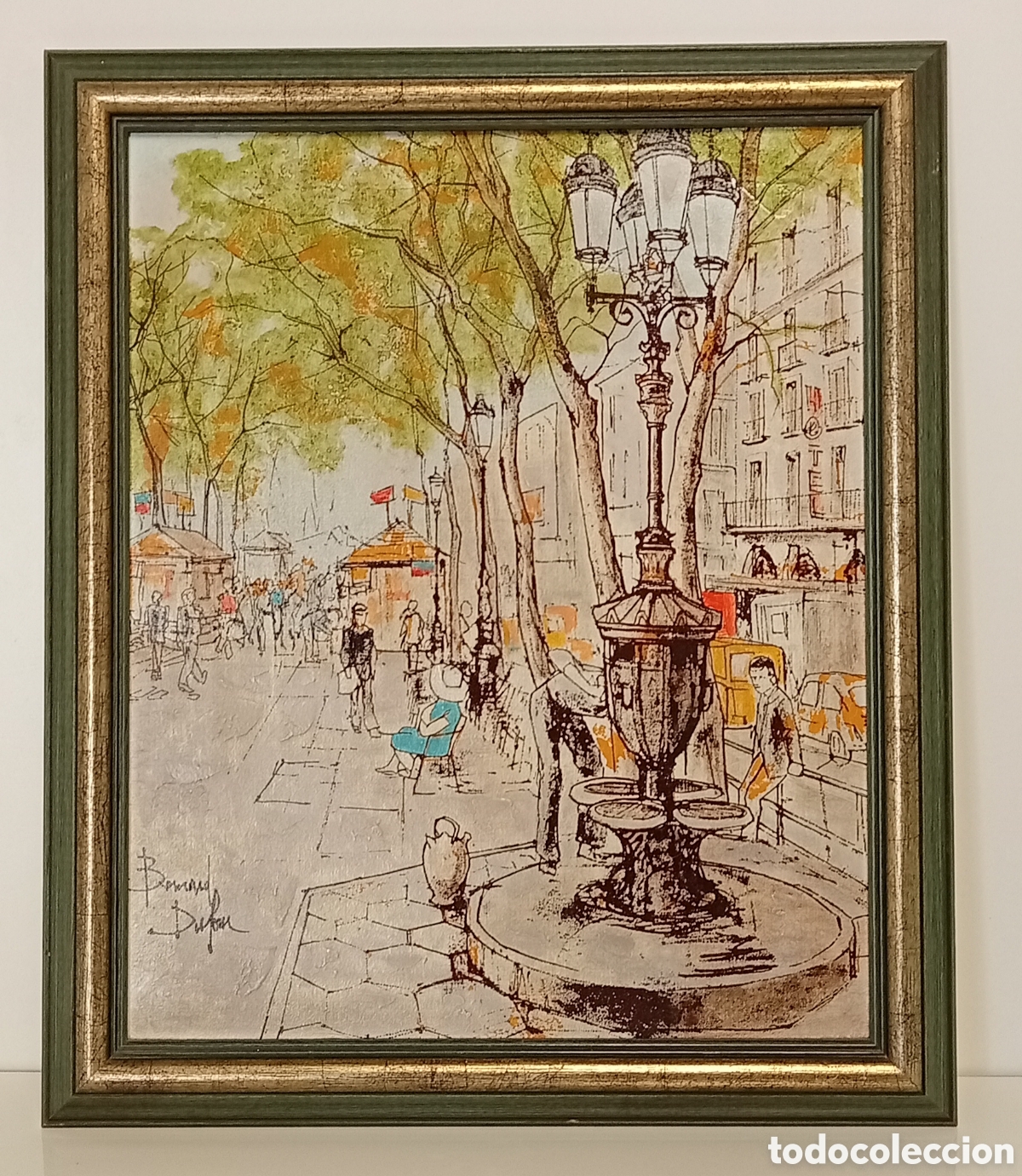 Arte: CUADRO DE BERNARD DUFOUR RAMBLA DE BARCELONA
