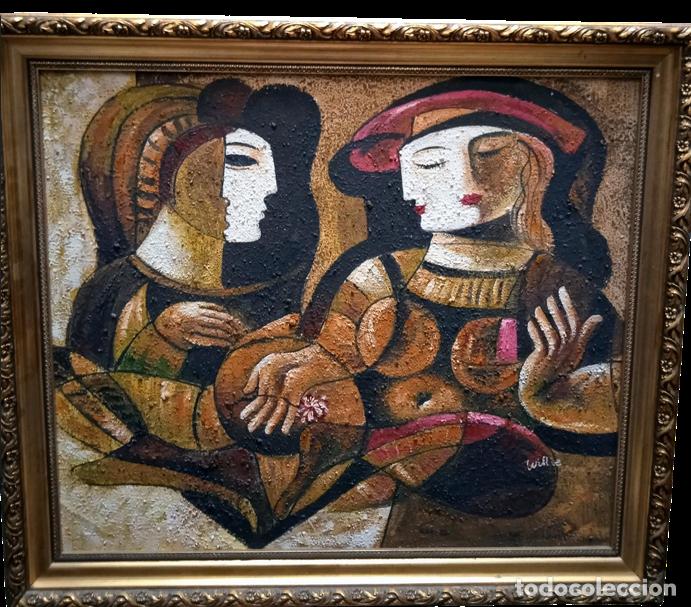 Arte: OLEG ZHIVETIN (TAKENT, UZBEKIST&Aacute;N, 1964): &ldquo;RETRATO DE PAREJA CON CLAVEL ROJO&rdquo;, A LA MANERA DE