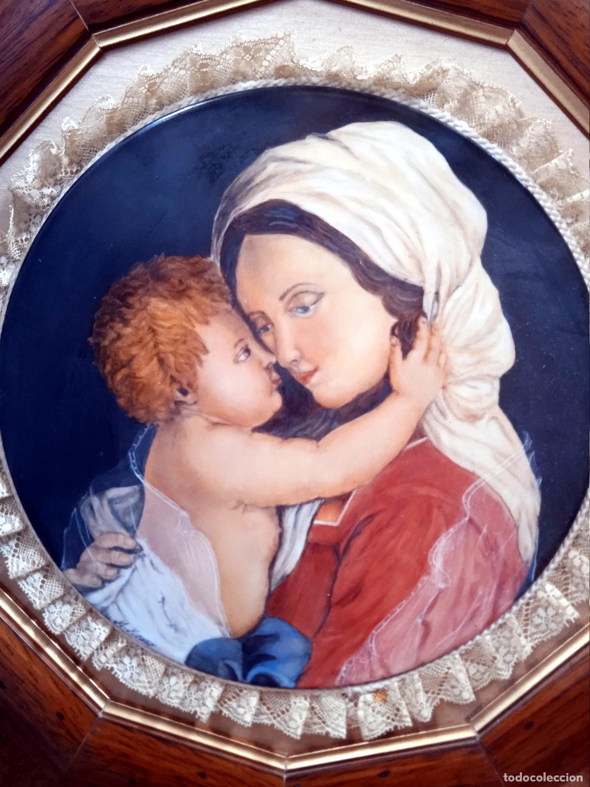 Arte: M. Moreno-Virgen con el Ni&ntilde;o-&Oacute;leo sobre porcelana