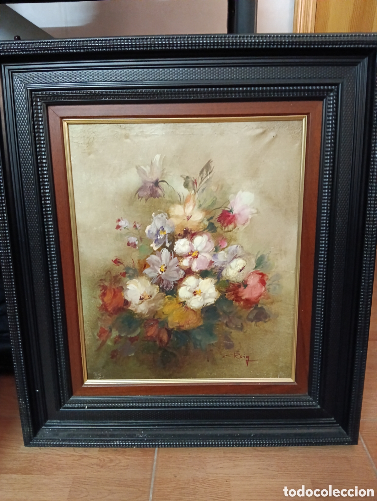 Arte: Cuadro de Flores Firmado. Pintura al Lienzo. Medidas 80x72