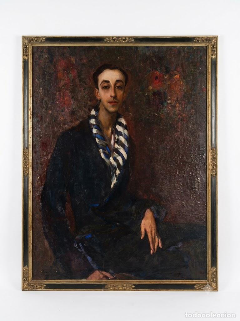Arte: RETRATO DEL ARTISTA MARIANO TUR DE MONTIS. FIRMA ILEGIBLE. &Oacute;LEO SOBRE LIENZO. ESPA&Ntilde;A. 1933.