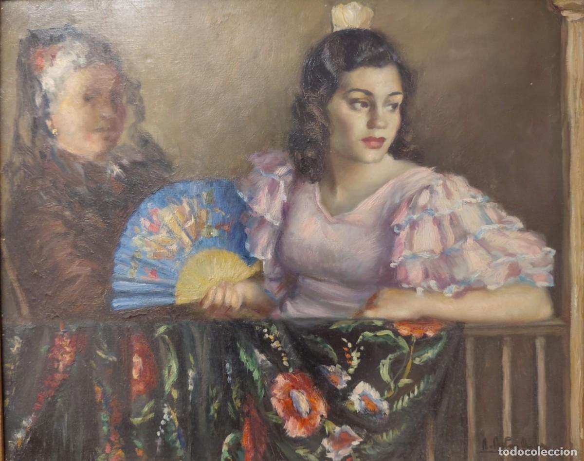 Kunst: Ramon Ribas Rius (1903-1983). En el balc&oacute;n. &Oacute;leo sobre lienzo.