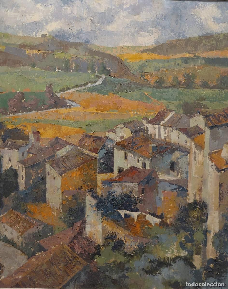 Kunst: Antonio Vives Fierro (1940-2024). Sep&uacute;lveda - Paisaje de Castilla. &Oacute;leo sobre lienzo.