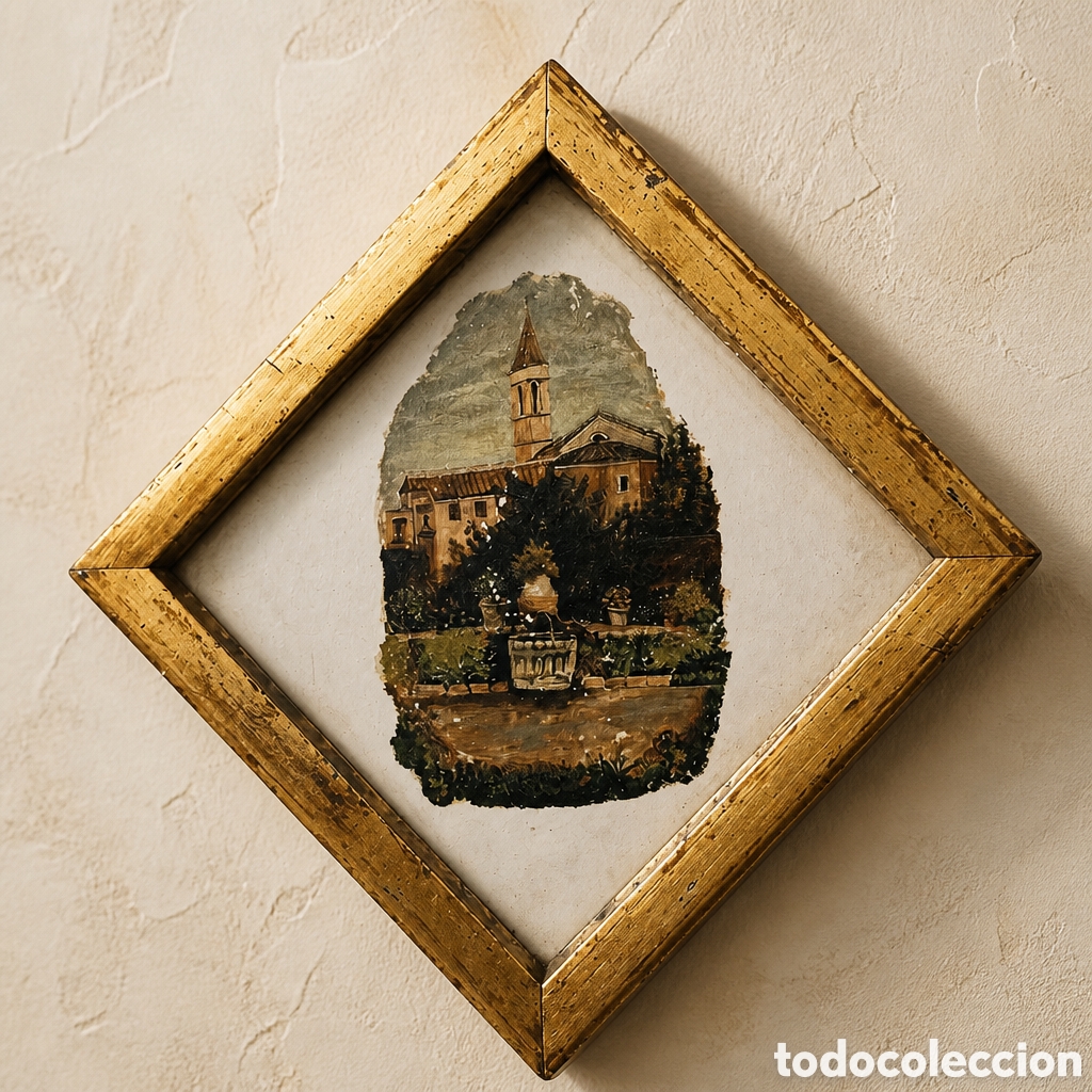 Arte: FANTASTICO OLEO SOBRE AZULEJO . FINALES SIGLO XIX PRINCIPIOS DEL XX. MEDIDAS CON MARCO 24&times;24 cm