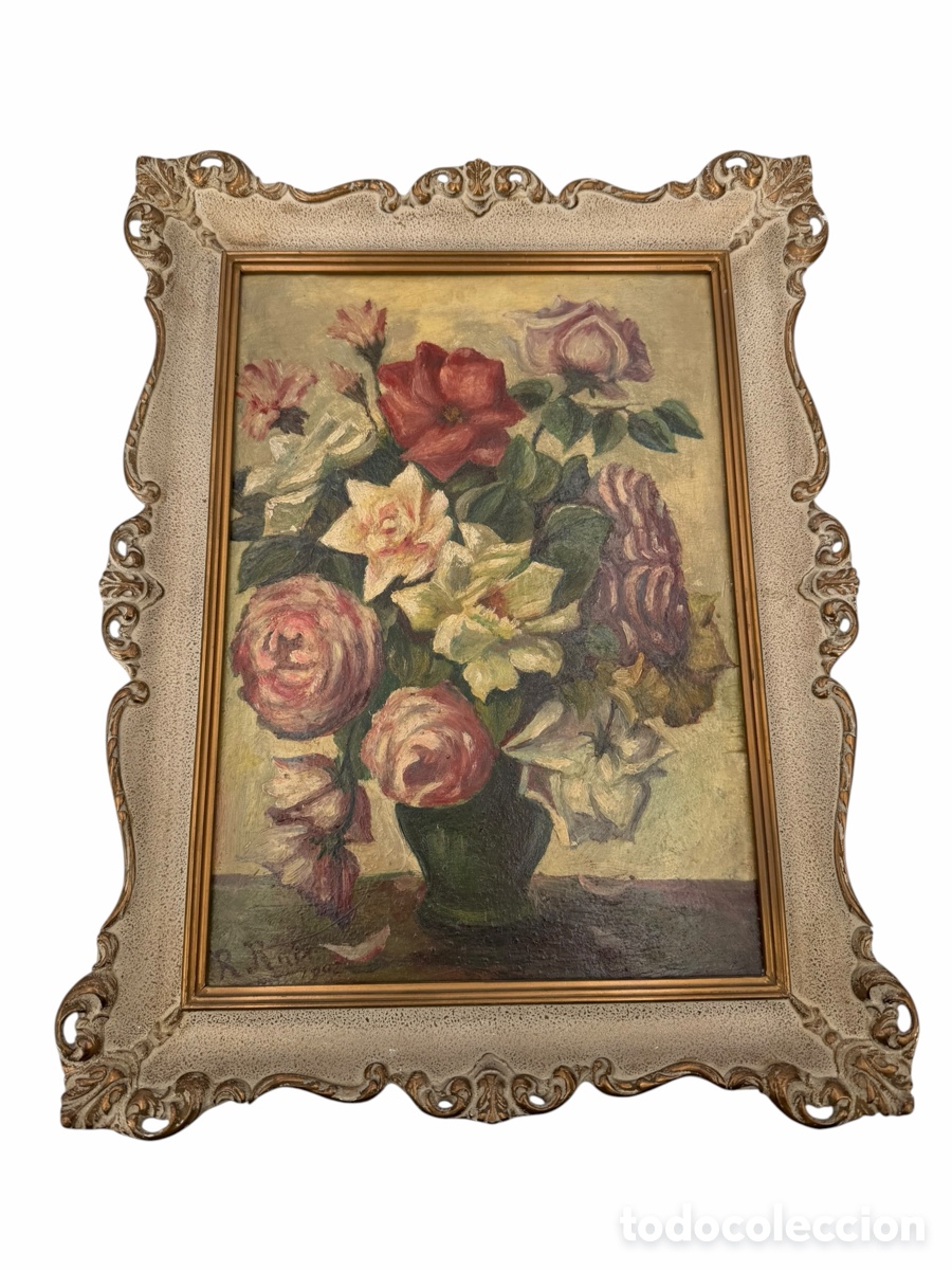 Arte: Antigua Pintura Bodeg&oacute;n de Flores