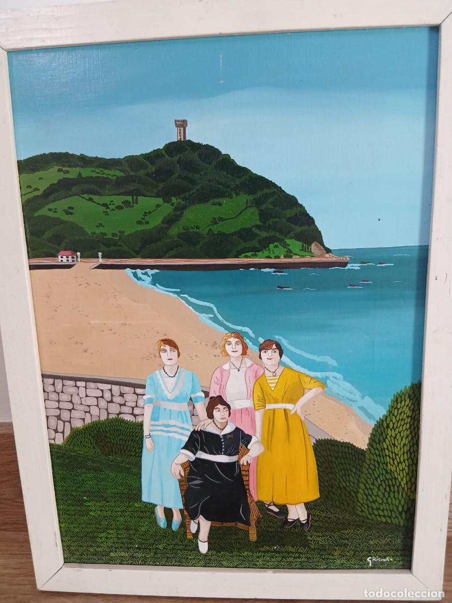 Arte: Se&ntilde;oras en la playa de La Concha (San Sebasti&aacute;n) - Risue&ntilde;o