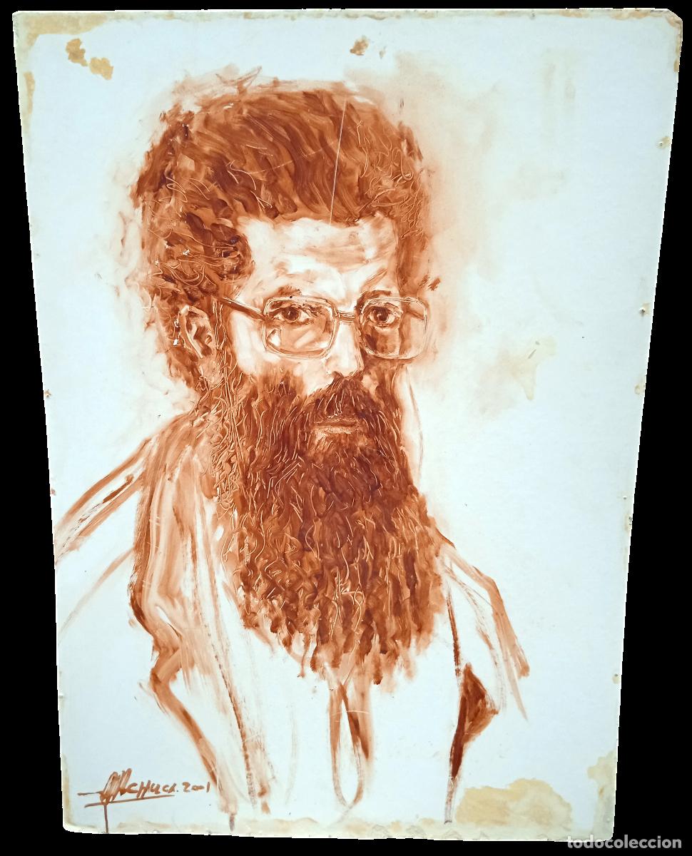 Arte: MANUEL MACHUCA (Benacaz&oacute;n, 1959): &rdquo;Retrato de artista flamenco&rdquo;. Grisalla.