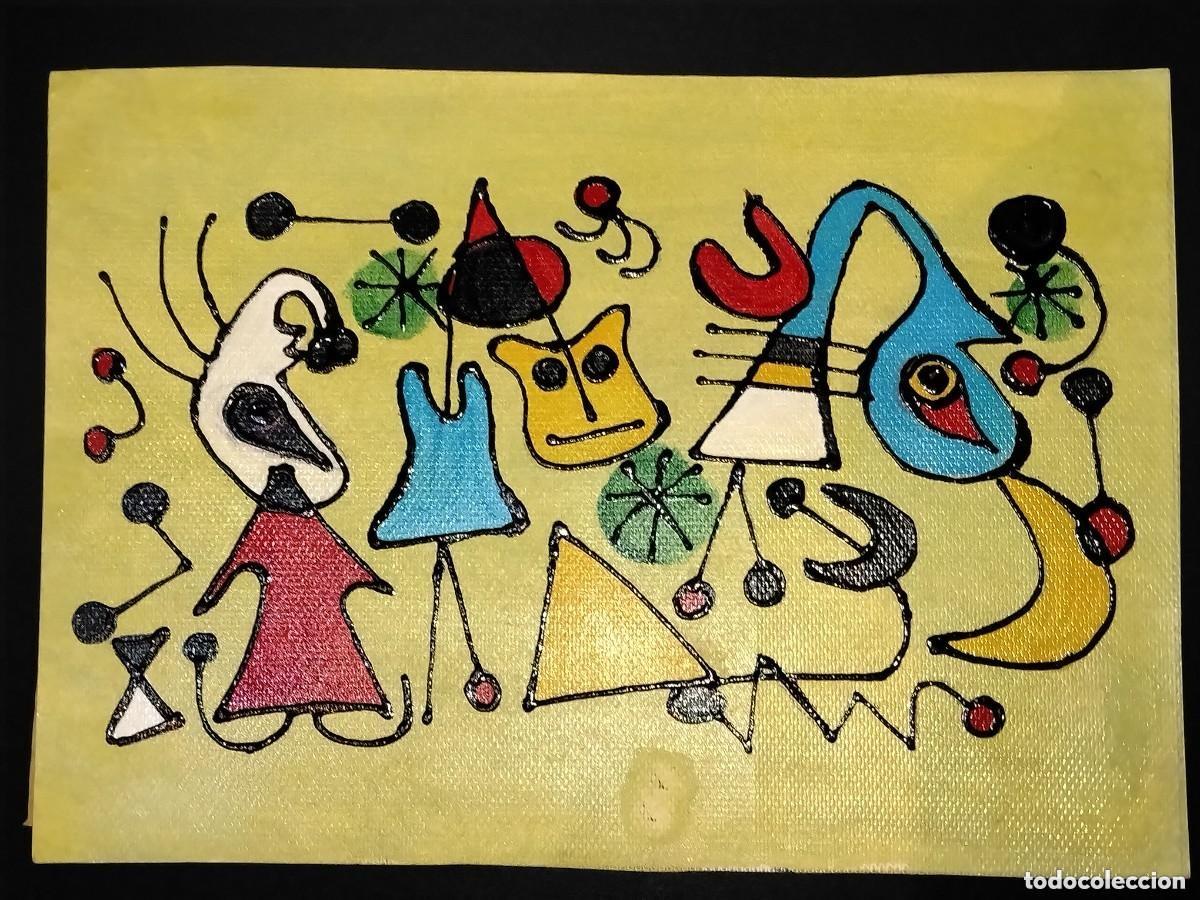 Arte: LAMINA INSPIRADA EN LA OBRA SURREALISTA DEL PINTOR CATAL&Aacute;N JOAN MIR&Oacute; &rdquo;MUJER Y P&Aacute;JARO EN LA NOCHE&rdquo;