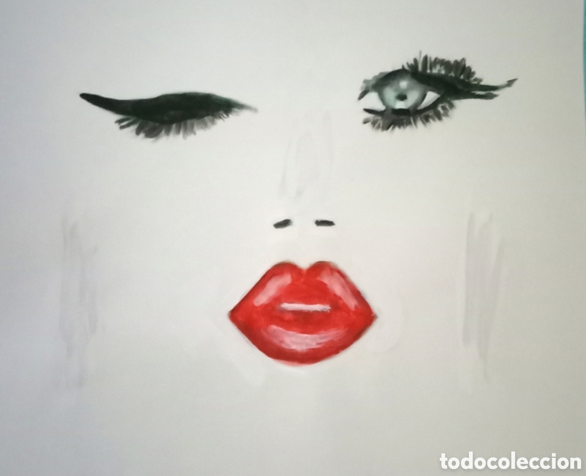 Arte: Cara rasgos (8) (t&eacute;cnica mixta) acuarela y acr&iacute;lico sobre papel 30,6cm x 21,8cm. Muy bonita