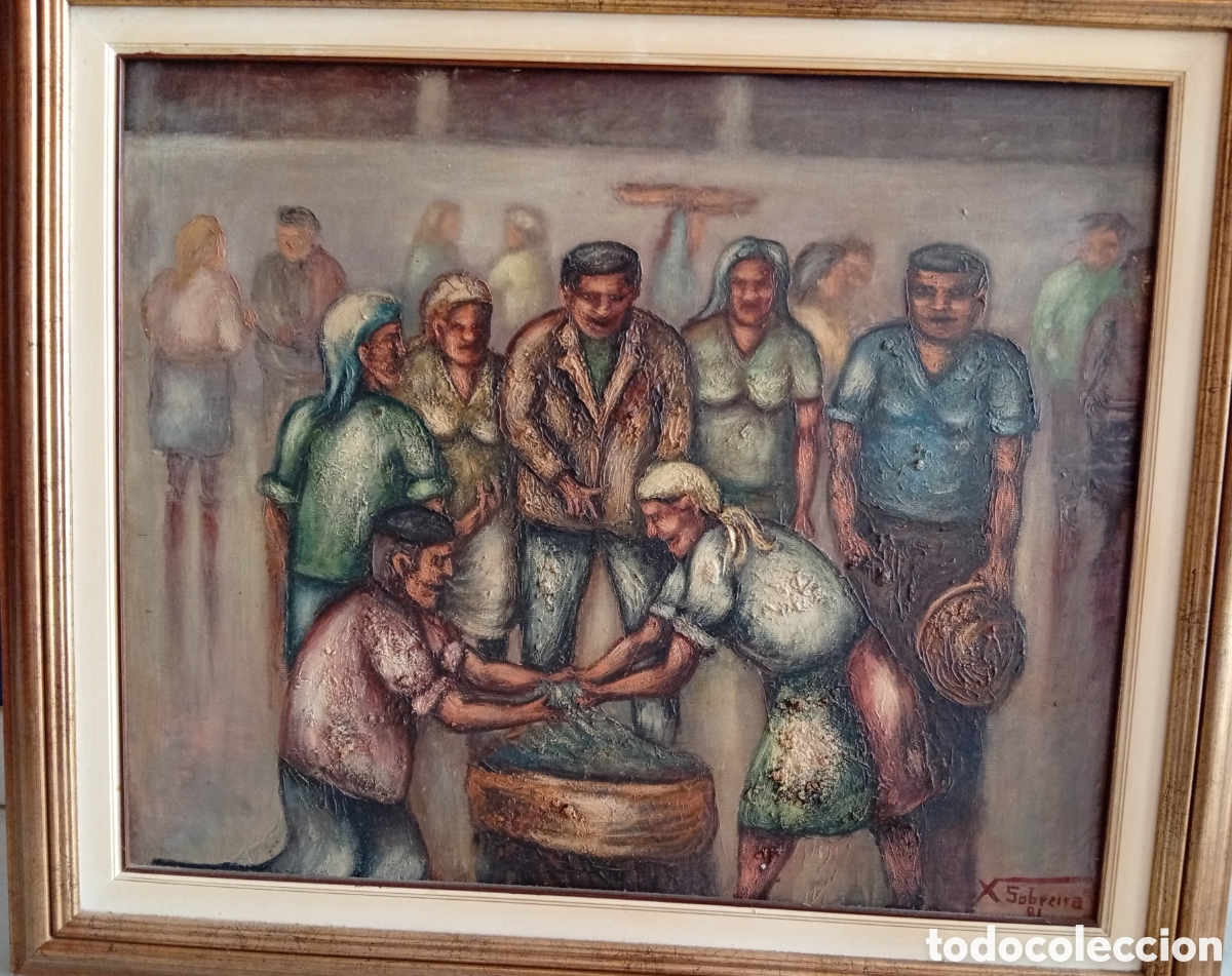 Arte: Pintura gallega precioso oleo lienzo del pintor Xaquin Sobreira ( Cangas, Pontevedra )