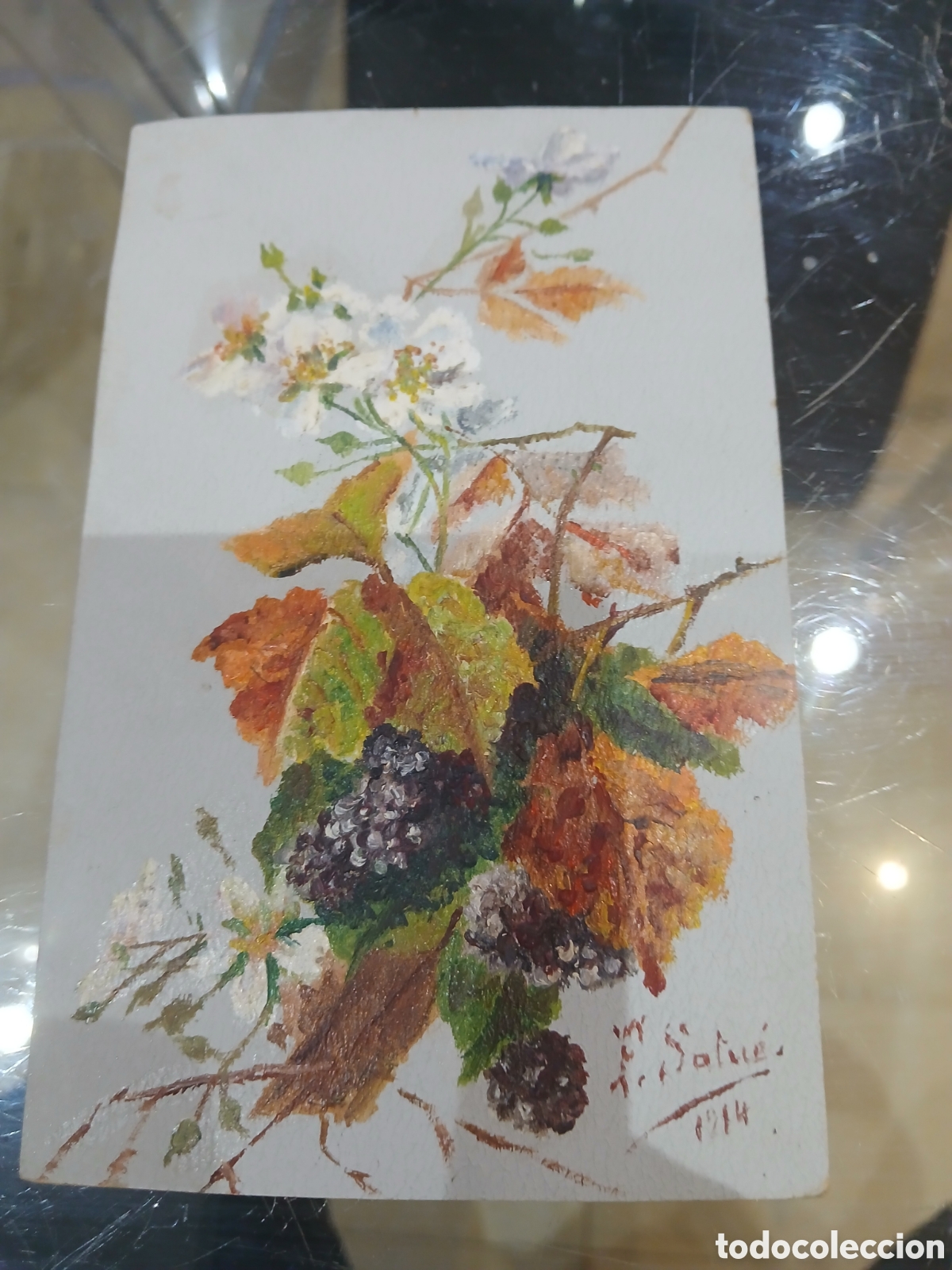 Arte: Postal pintada firmado
