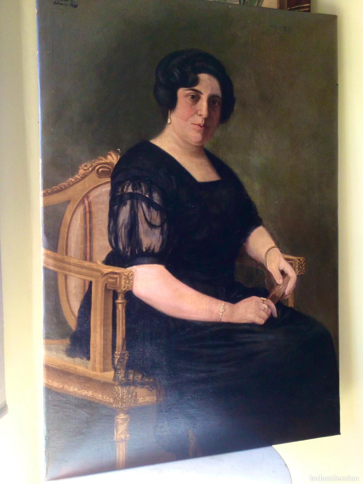 Arte: ANTIGUA PINTURA . RETRATO DE DAMA - OLEO SOBRE LIENZO.FIRMADA FERRER CALATAYUD 1889