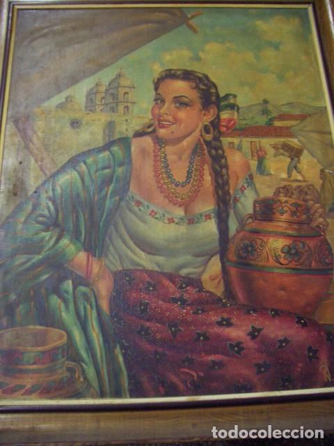 Arte: Oleo joven mujer mexicana de estilo &rdquo;Adelita&rdquo; o &rdquo;China Poblana&rdquo;