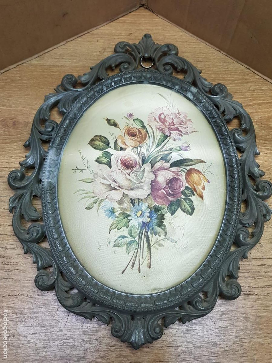 Arte: ANTIGUO CUADRO-RAMOS DE FLORES