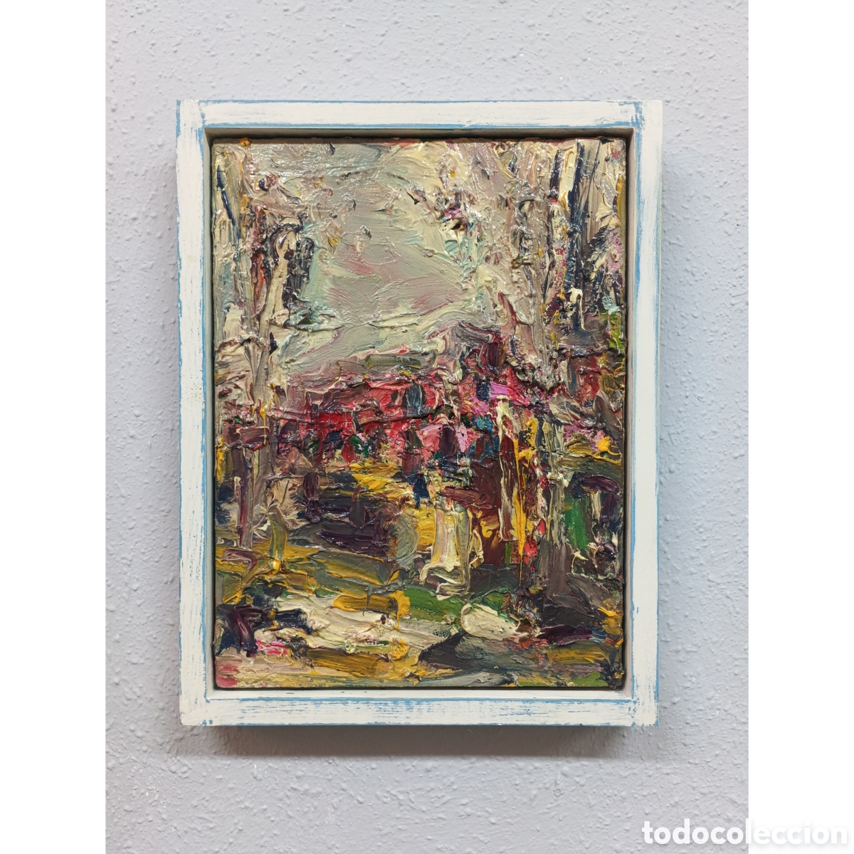 Art: Cuadro original al &oacute;leo paisaje urbano expresionista pintura mat&eacute;rica