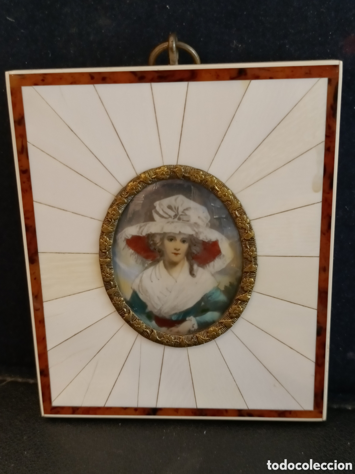 Arte: Miniatura de dama, marco original.