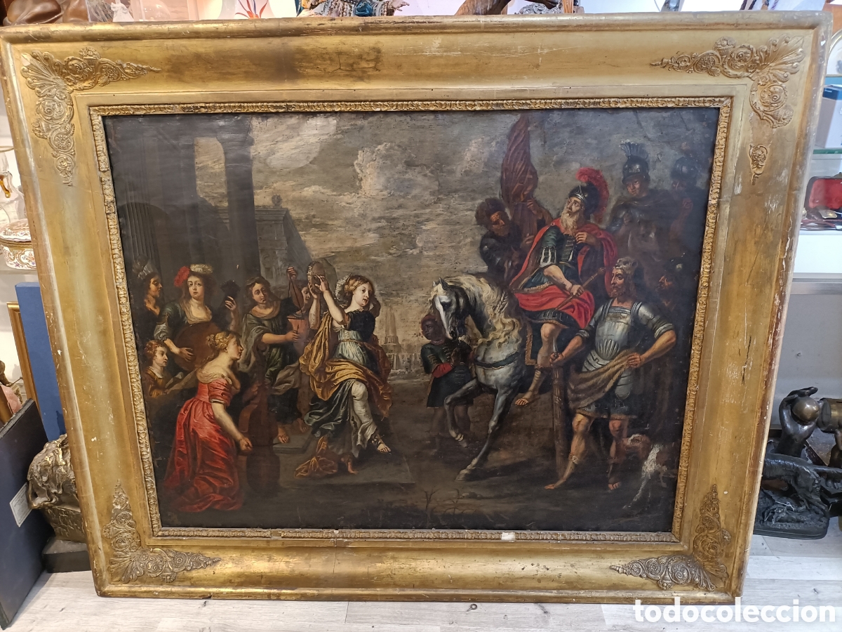 Arte: Oleo sobre cobre, &rdquo;el sacrificio de la hija de Jeft&eacute;&rdquo;, S. XVII.