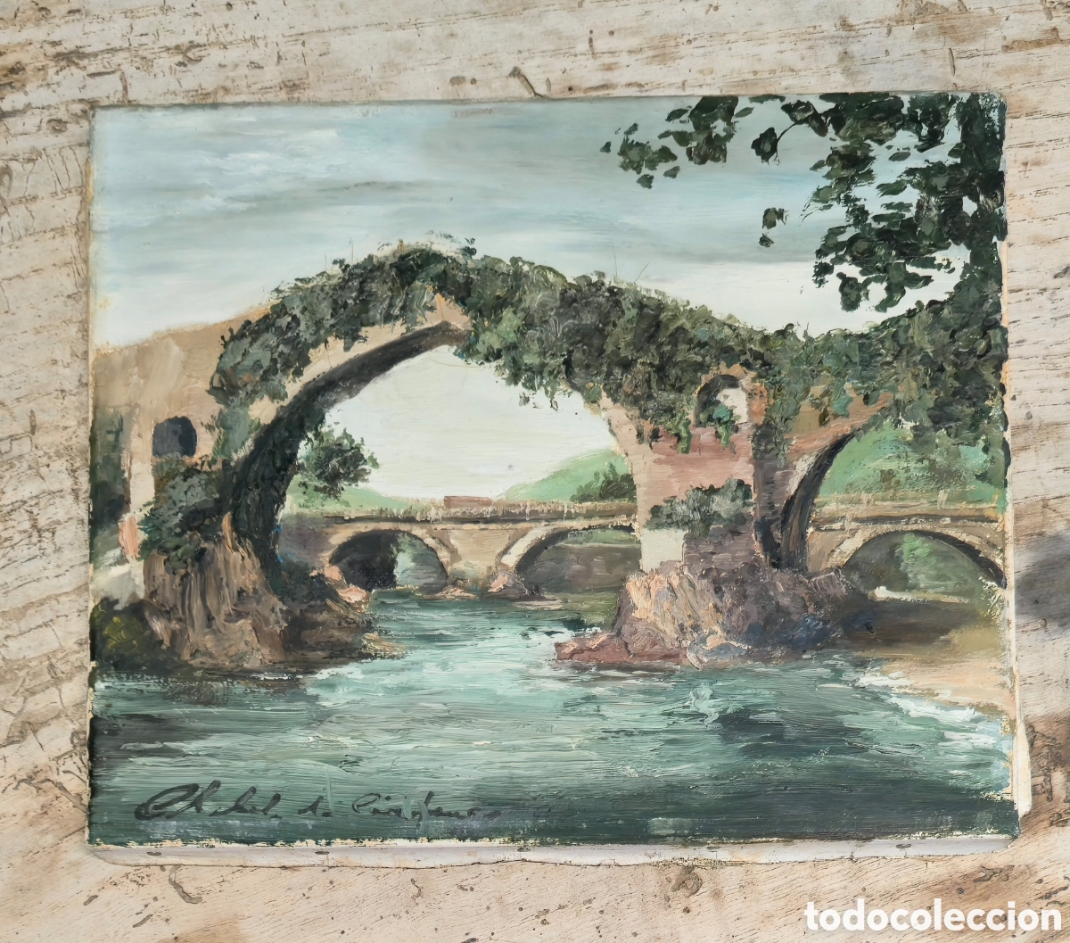 Arte: Antiguo oleo sobre lienzo - Foto 5