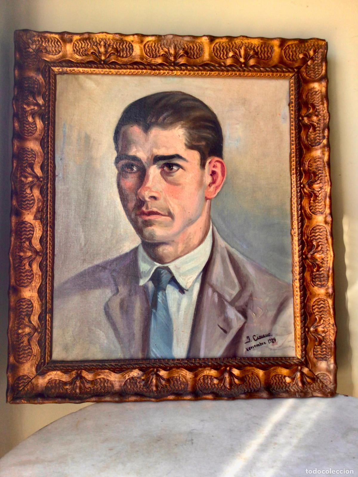 Art: ANTIGUA PINTURA ART DECO , RETRATO DE HOMBRE , OLEO SOBRE LIENZO FIRMADO Y DATADO