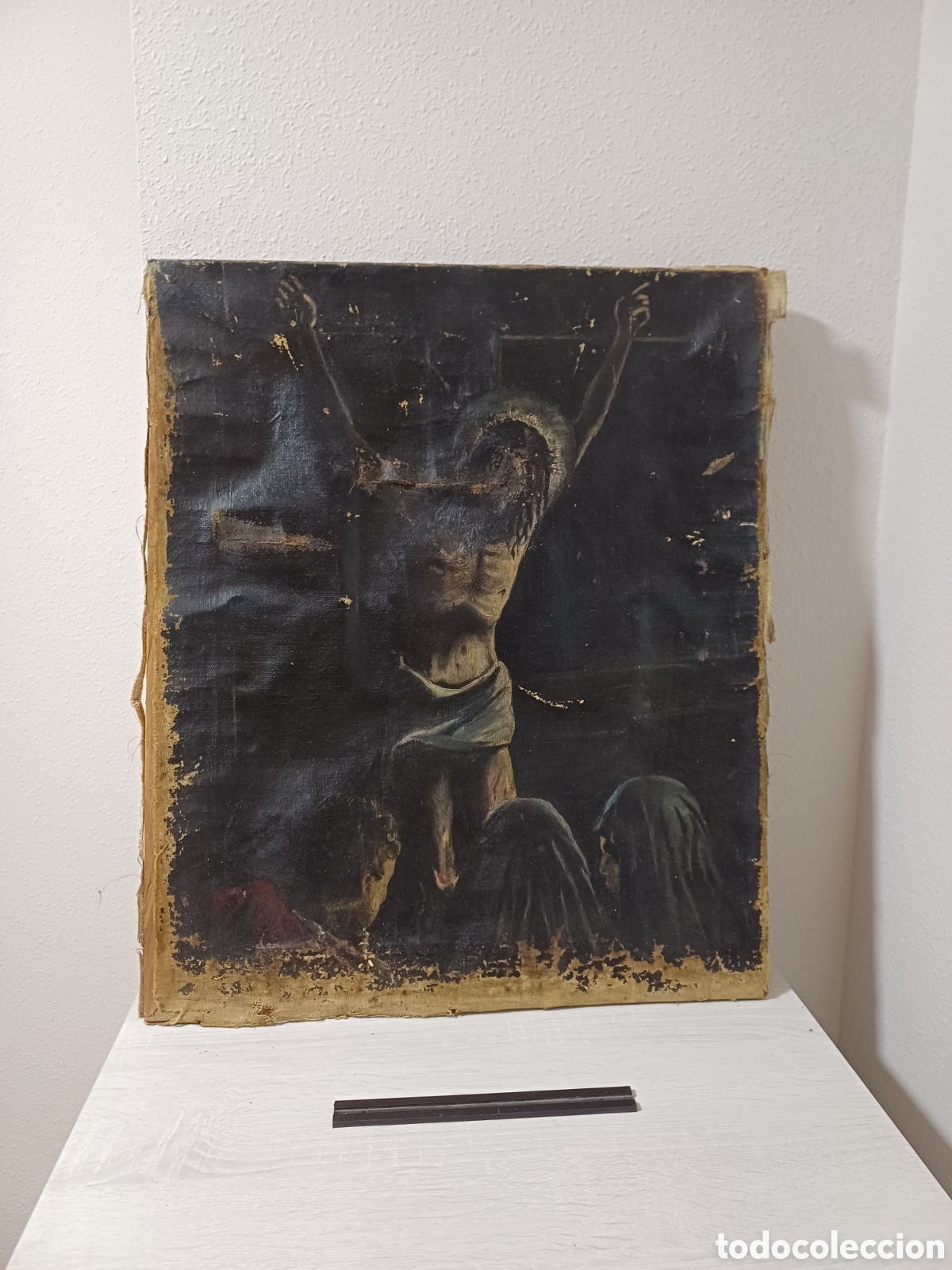 Arte: OLEO SOBRE TELA, CALVARIO, CRISTO EN LA CRUZ, POSIBLE SIGLO XIX O ANTERIOR