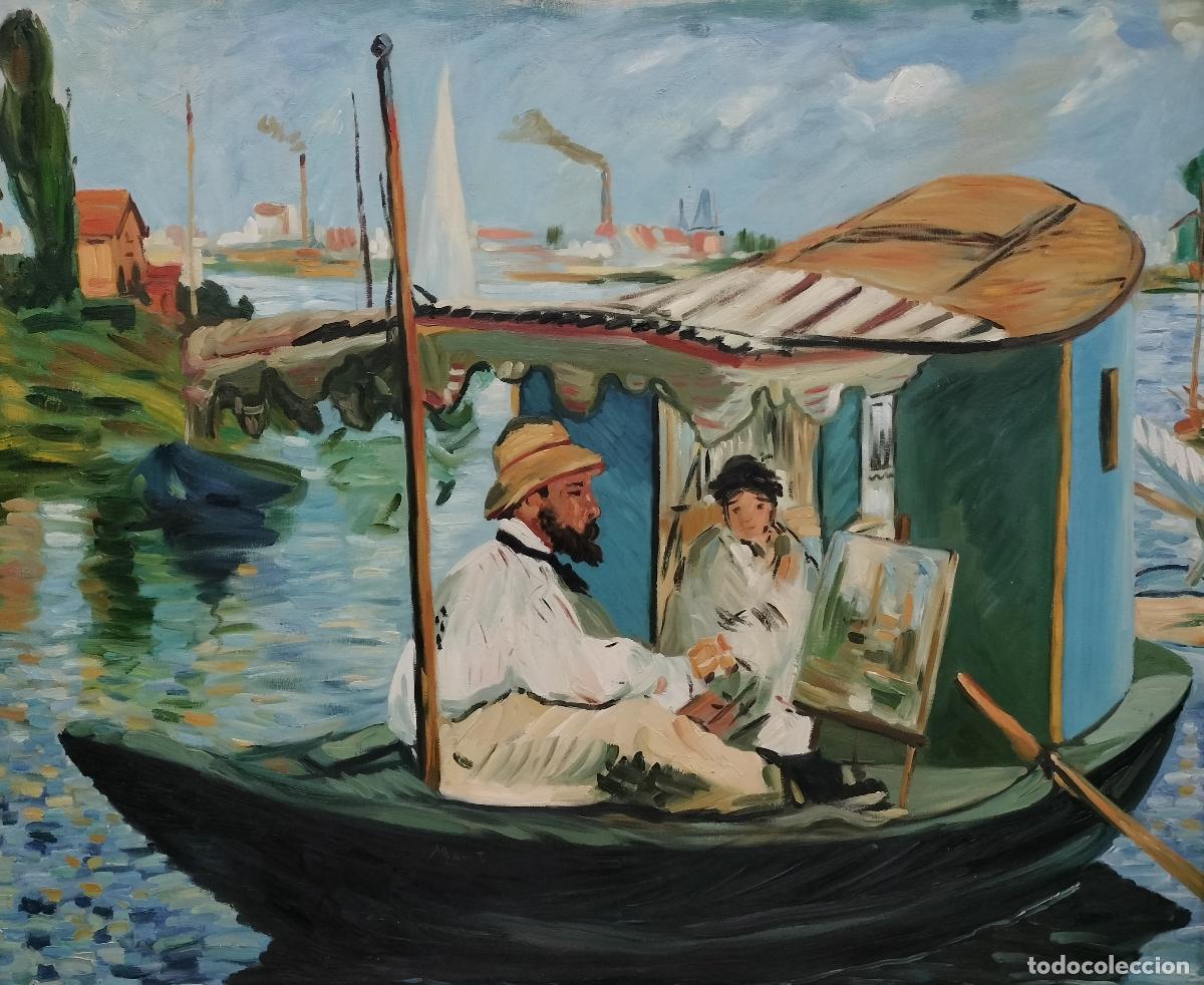 Arte: MONET PINTANDO EN SU ESTUDIO. A PARTIR DE MANET. LE MIROIR DES MA&Icirc;TRES. &Oacute;LEO SOBRE LIENZO. SIGLO XX.