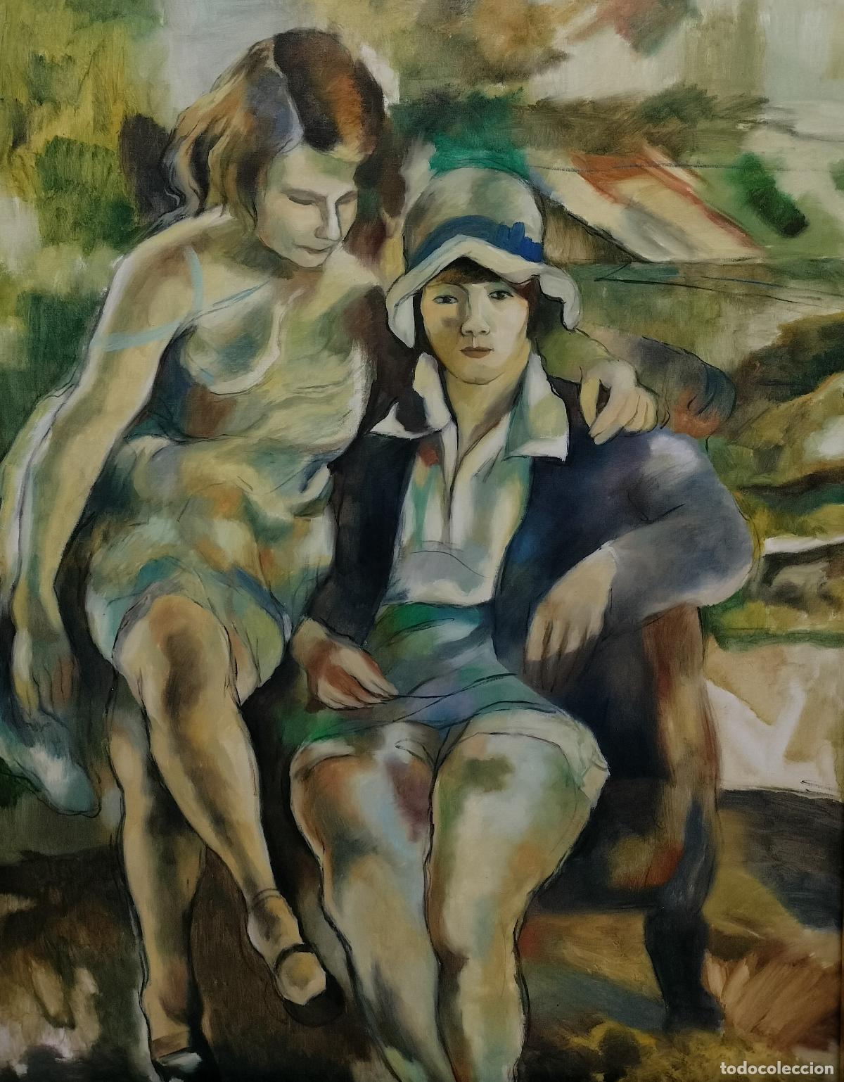 Arte: ZIMETTE Y MIRELLE. A PARTIR DE JULES PASCIN. LE MIROIR DES MA&Icirc;TRES &Oacute;LEO SOBRE LIENZO. FRANCIA. XX.