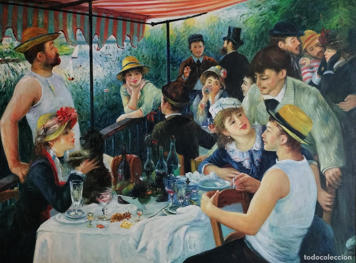 Arte: LE D&Eacute;JEUNER DES CANOTIERS. A PARTIR DE RENOIR. LE MIROIR DES MA&Icirc;TRES. &Oacute;LEO SOBRE LIENZO. FRANCIA, XX