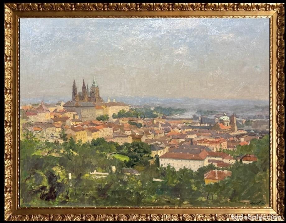 Arte: W&aacute;claw Wojtěch Now&aacute;k (1901-1969) - Vista de Praga desde el vi&ntilde;edo del monasterio de Str&aacute;hov.