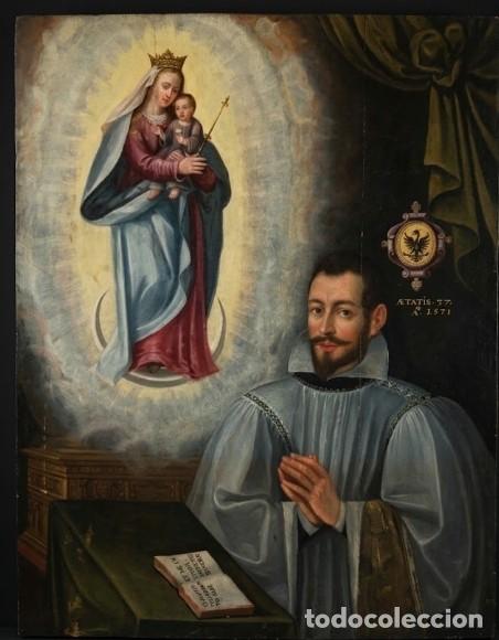 Arte: Maestro franco-flamenco (c. 1570) - Retrato de un can&oacute;nigo frente a Nuestra Se&ntilde;ora de las Gracias