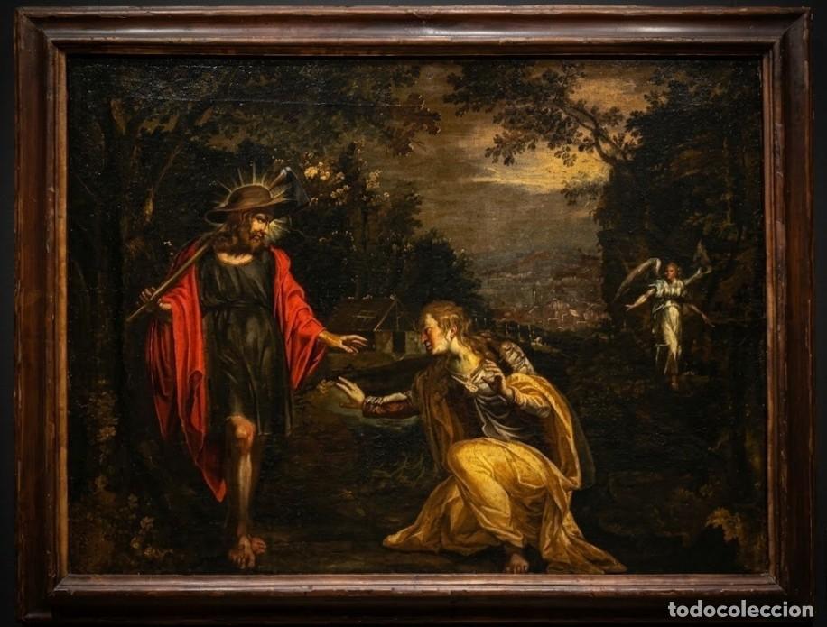 Arte: Maestro de Amberes (c. 1600) - Magn&iacute;fica escena religiosa- Formato XL