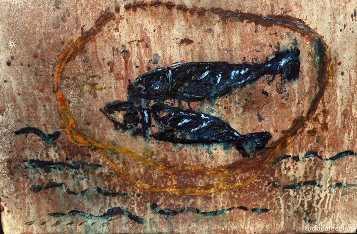 Arte: CARLES GABARRO (Barcelona, 1956) OLEO SOBRE PAPEL TITULADO DANS LE FILET. A&Ntilde;O 1989