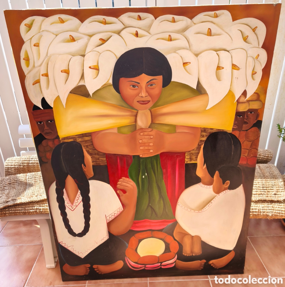 Arte: CUADRO OLEO SOBRE TABLA ANTIGUO 130 x 100 cm.