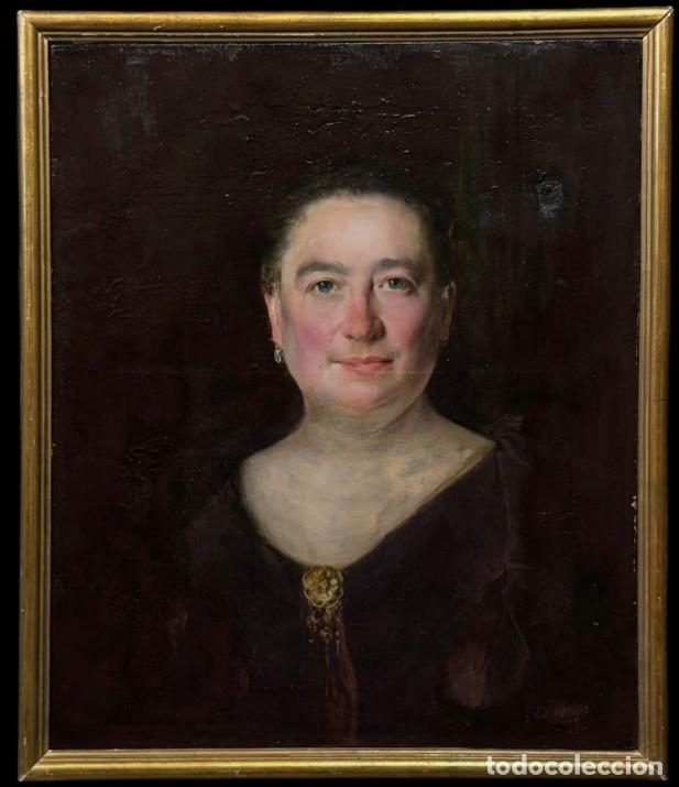 Arte: Sarkis Diranian (1860-1918) - Magn&iacute;fico retrato de se&ntilde;ora con broche