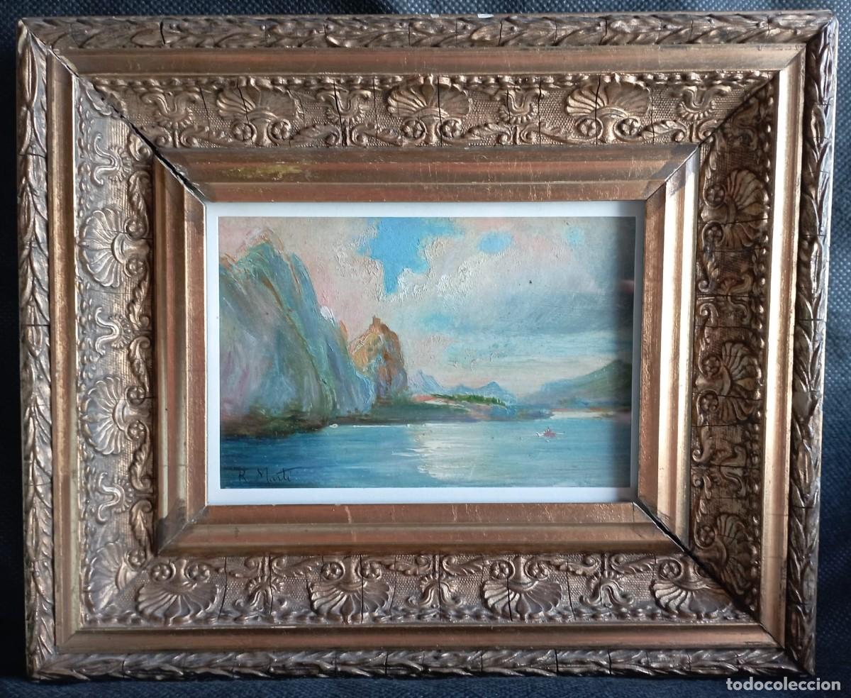 Arte: RAMON MART&Iacute; ALSINA (1826-1894). Peque&ntilde;o paisaje marino al &oacute;leo