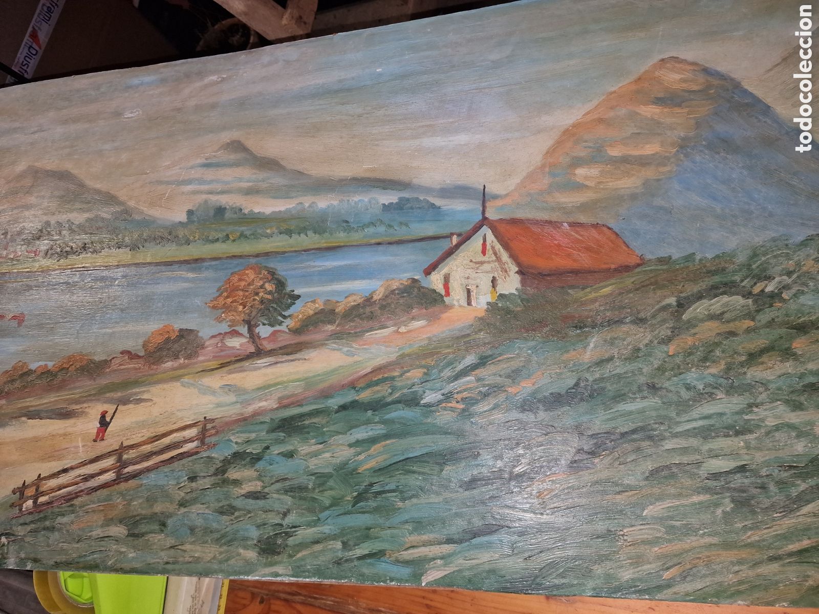 Arte: Antiguo cuadro pintado &oacute;leo sobre aglomerado firmado,ver fotos,medida 130x60cm
