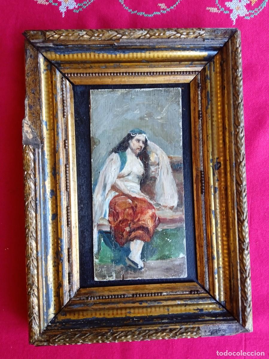 Arte: Cuadro antiguo impresionista pintura &oacute;leo sobre madera