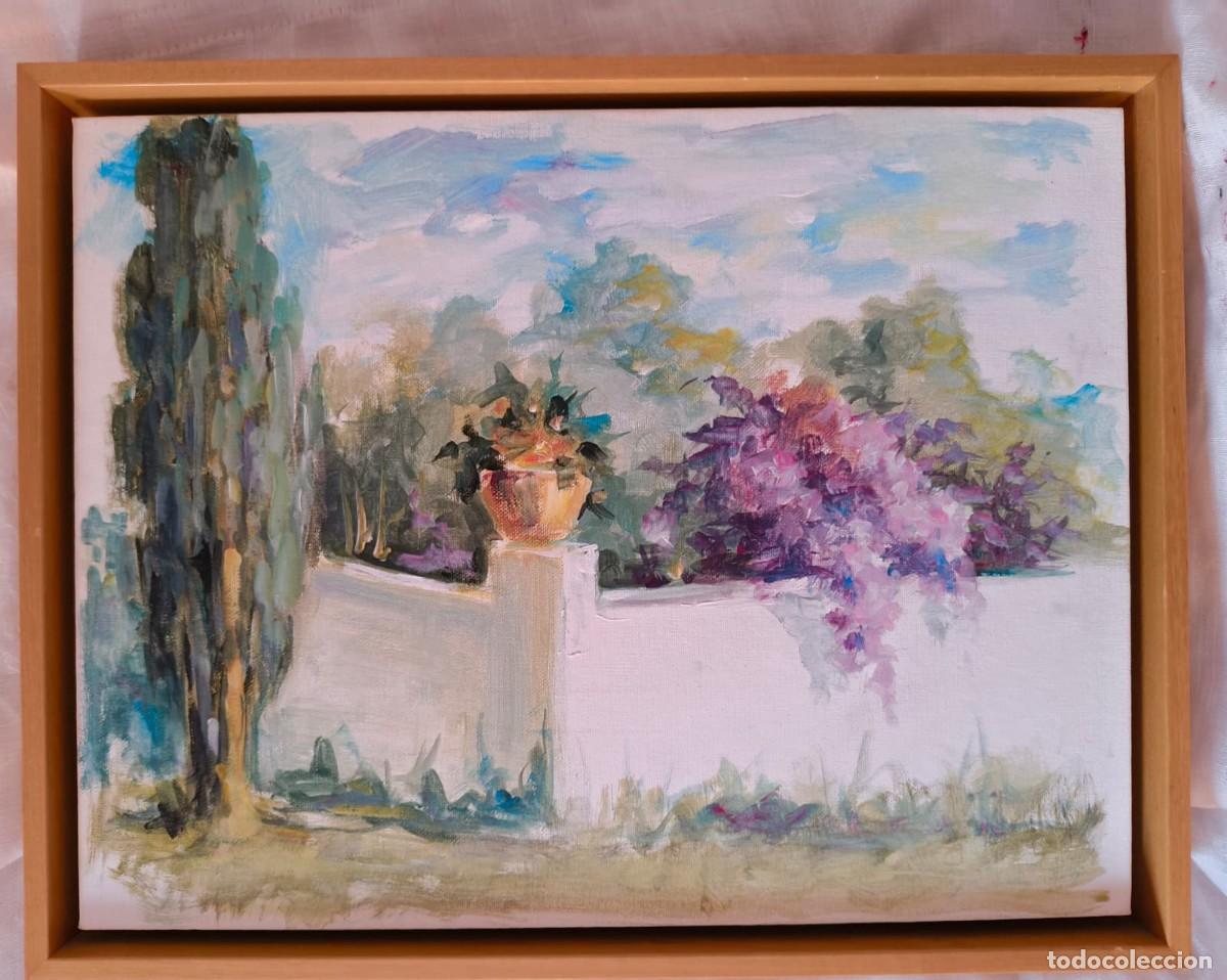 Arte: 2 &Oacute;leos Originales Pedro Ruiz Ruiz - Paisaje de Jard&iacute;n y Bosque de Robles - Certificado