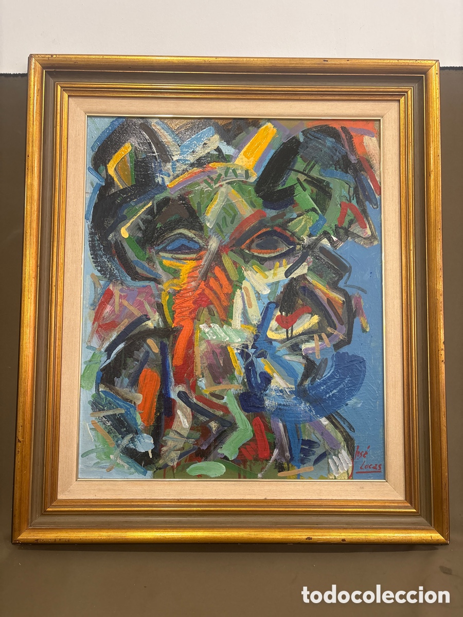 Arte: Pintura JOS&Eacute; LUCAS,1988,TITULADA:CABEZA EN EL SUR*VER FOTOS*ORIGINAL,PINTOR MURCIANO