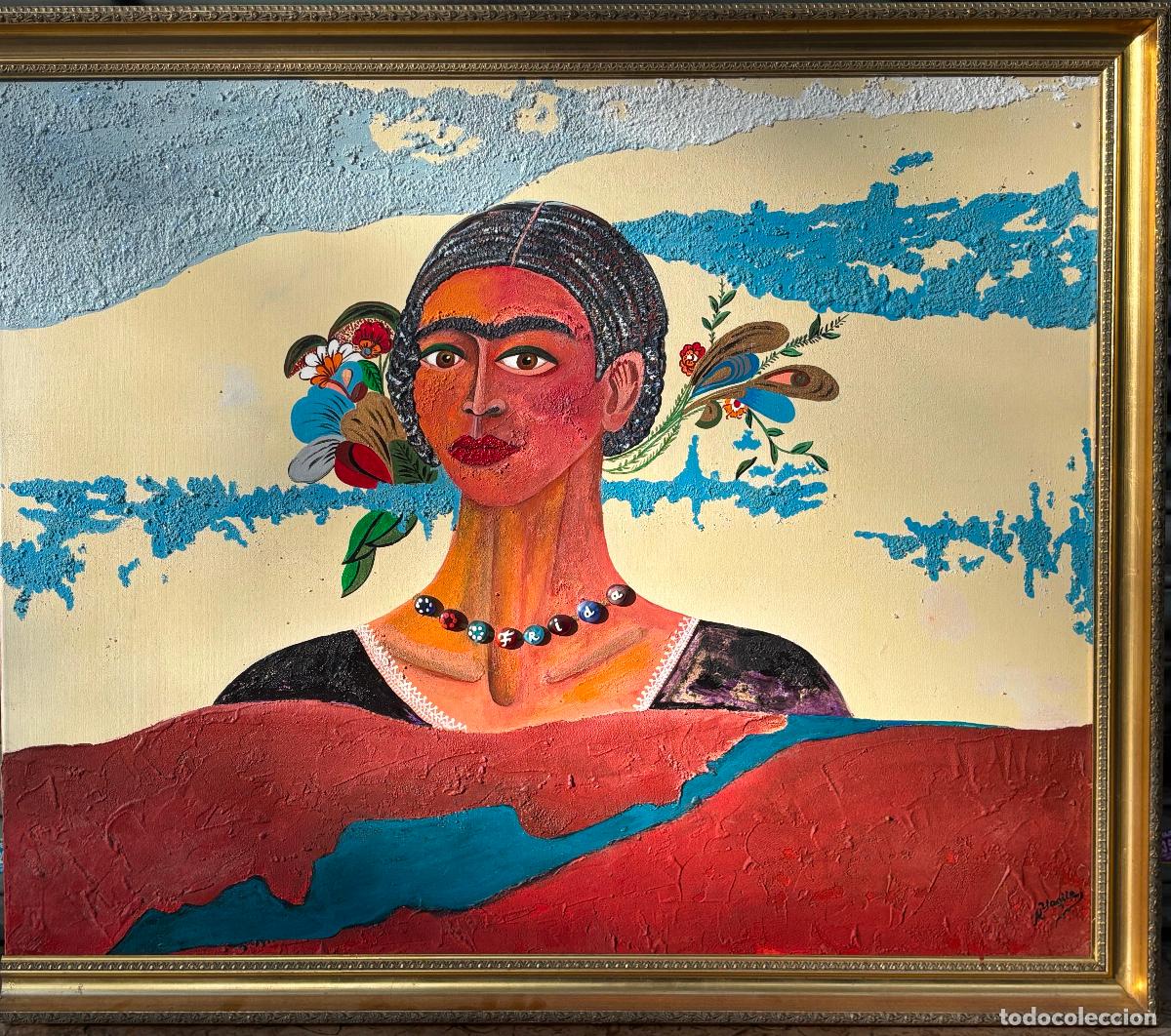 Arte: Rosa Yag&uuml;e, homenatge a Frida Kahlo, Cayoacan. 1907-2007. &Oacute;leo sobre tela 100x93cm.