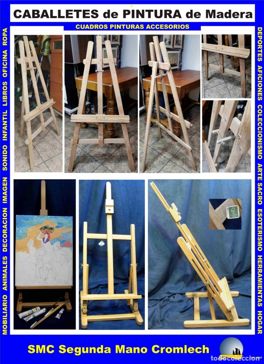 Art: 2 CABALLETES Pintura en Madera Natural. A Suelo y Sobremesa A&ntilde;os 80-2008