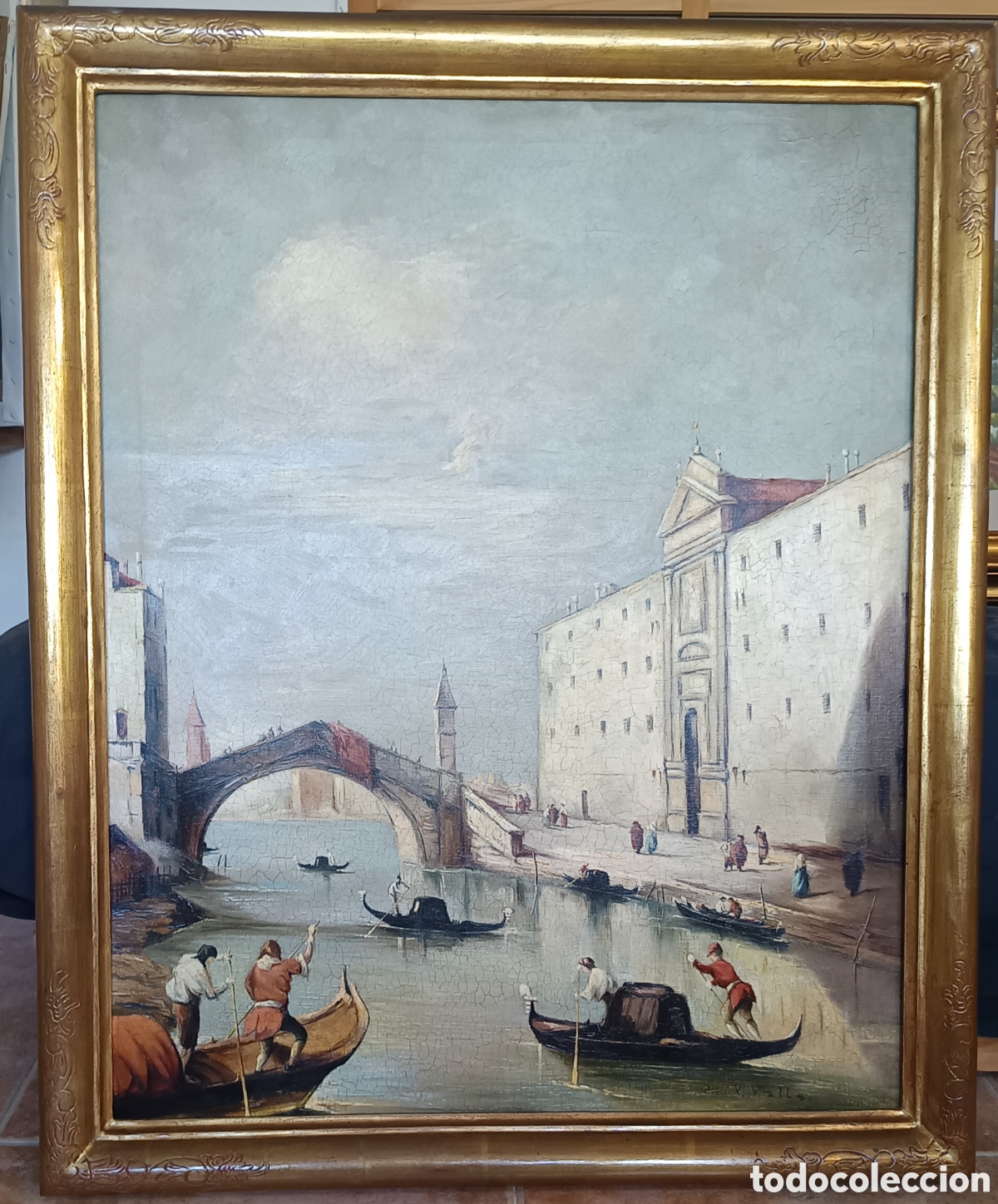 Arte: Oleo sobre lienzo del pintor valenciano V.Valls