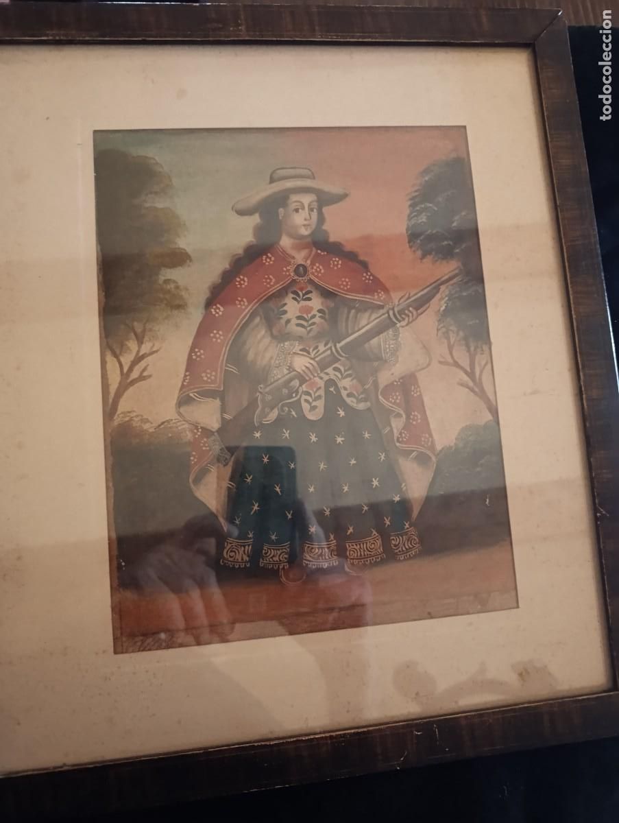 Arte: &Aacute;ngel arcabucero oleo sobre lienzo pintura colonial espa&ntilde;ola siglo XVIII