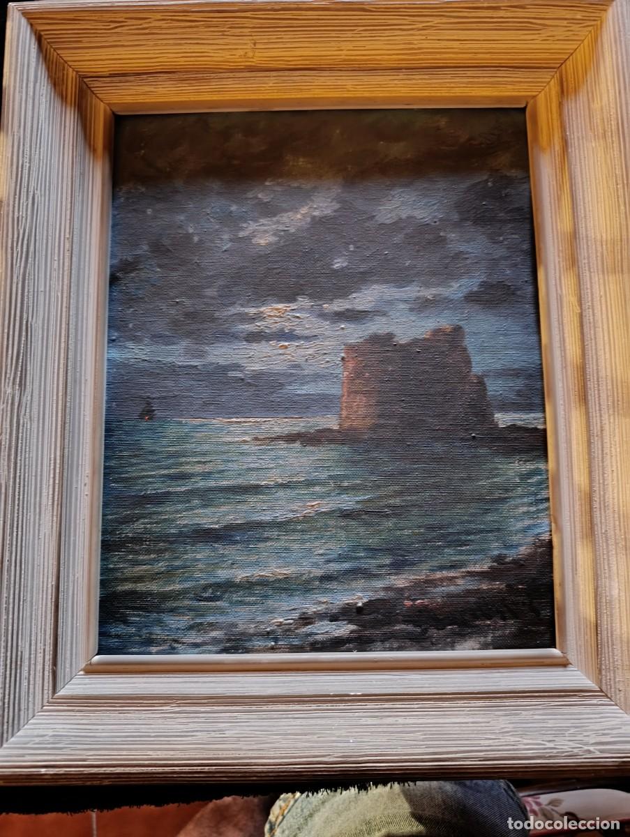 Arte: Preciosa marina nocturna firmada (firma ilegible)