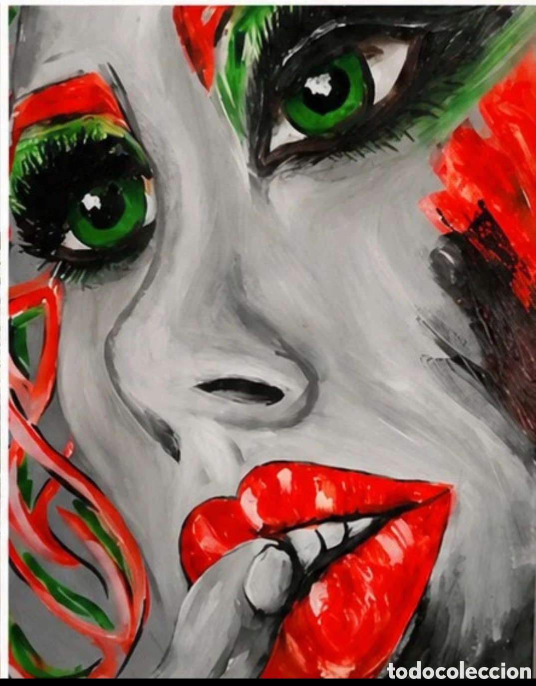 Arte: Cuadro original mujer ojos verdes 50x70 cm | Acr&iacute;lico sobre lienzo