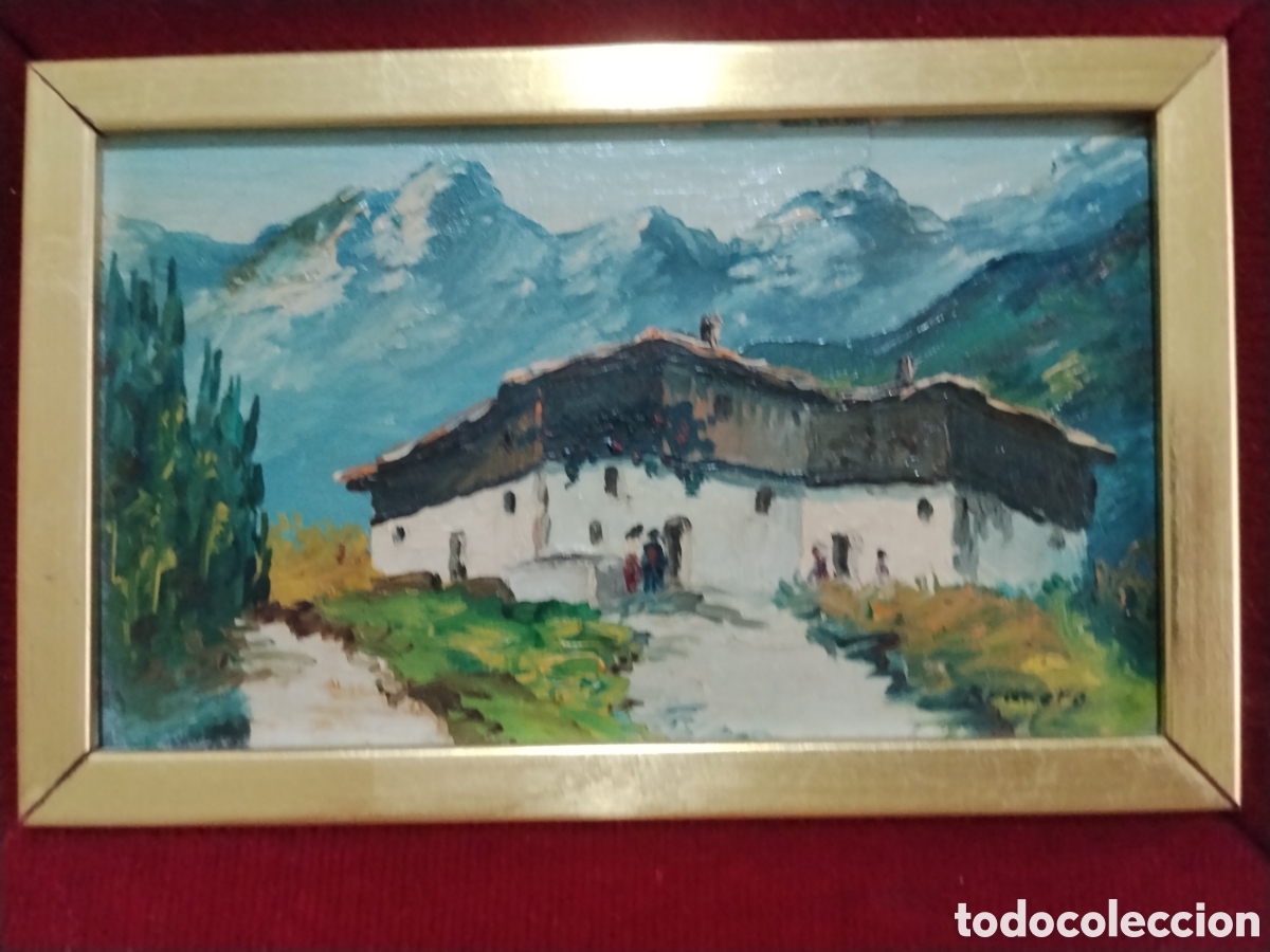 Arte: Cuadro al OLEO ANTIGUO ENMARCADO EN MADERA Y VIDRIO - Foto 2