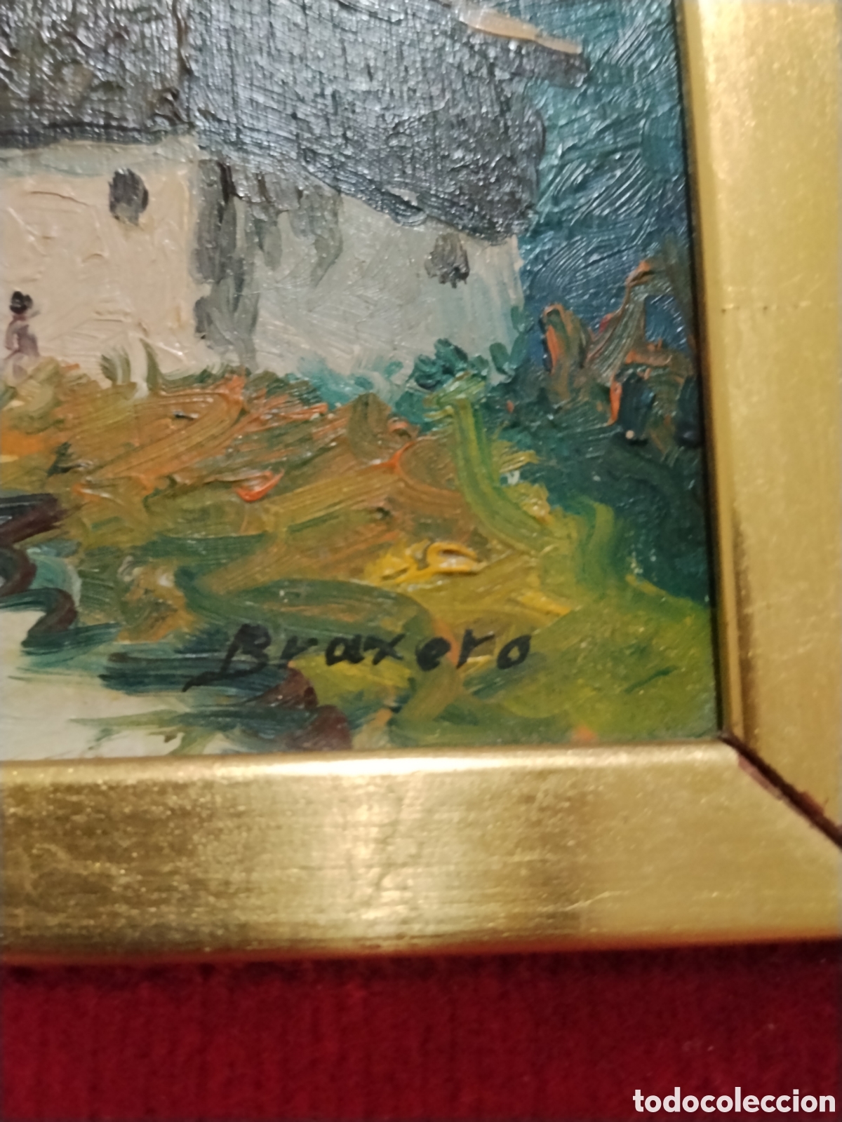 Arte: Cuadro al OLEO ANTIGUO ENMARCADO EN MADERA Y VIDRIO - Foto 3