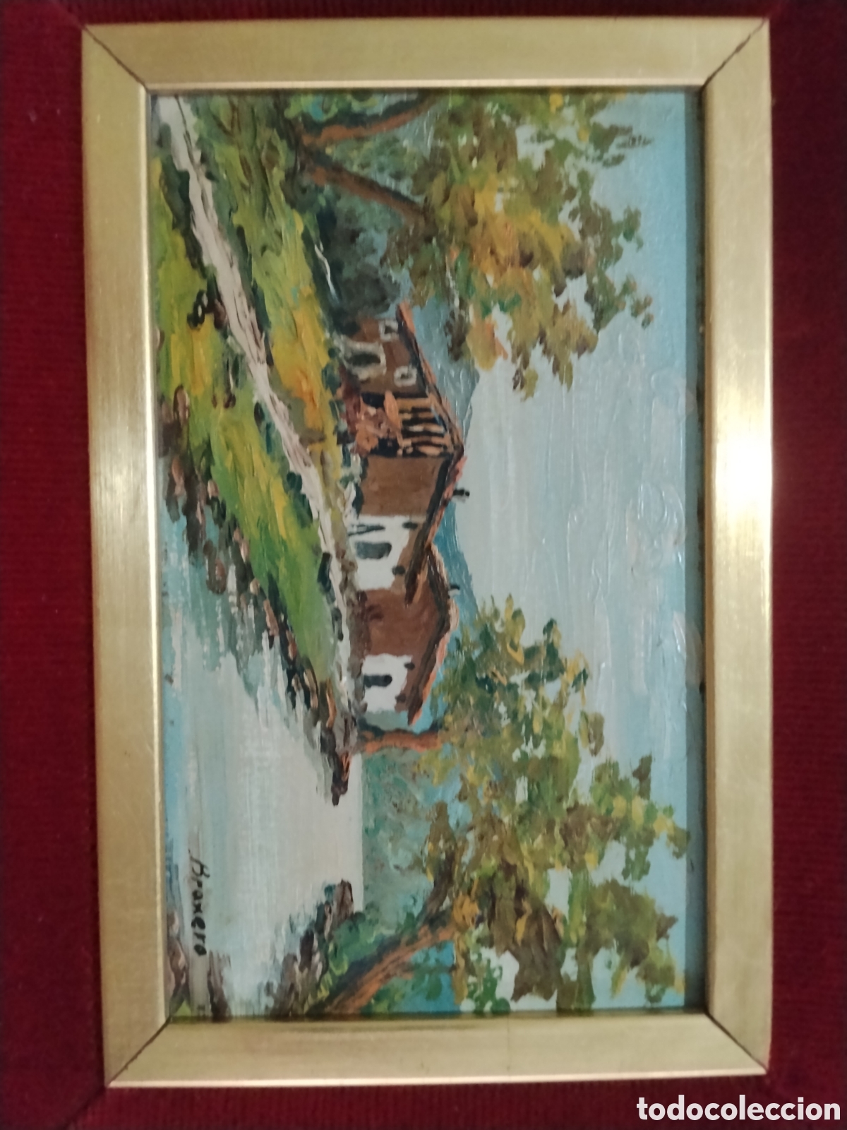 Arte: Cuadro al OLEO ANTIGUO ENMARCADO EN MADERA Y VIDRIO - Foto 2